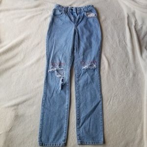 Ragged Priest Highwaisted embroidered torn jeans